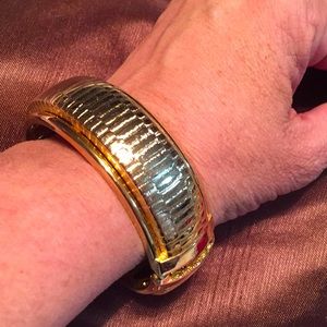 Vintage Hinged Bracelet Bangle Gold Tone Designs
